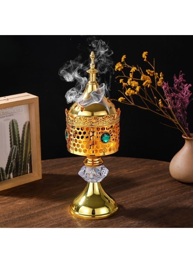 Flossie Metal Incense Burner/Bakhoor Burner/Aromatherapy Holder Gold Sapphire Electroplated Openwork Design Minimalist Form, Masterful Craftsmanship Ideal for Home Decor and as a Gift for Your Best Friend - Image 3